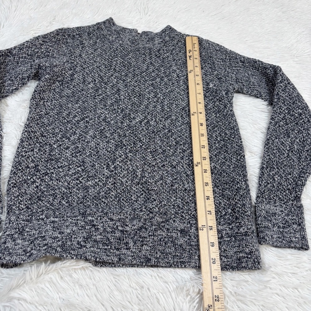 LOFT Navy and White Marled Knit crew neck Sweater long sleeve - Picture 5 of 10